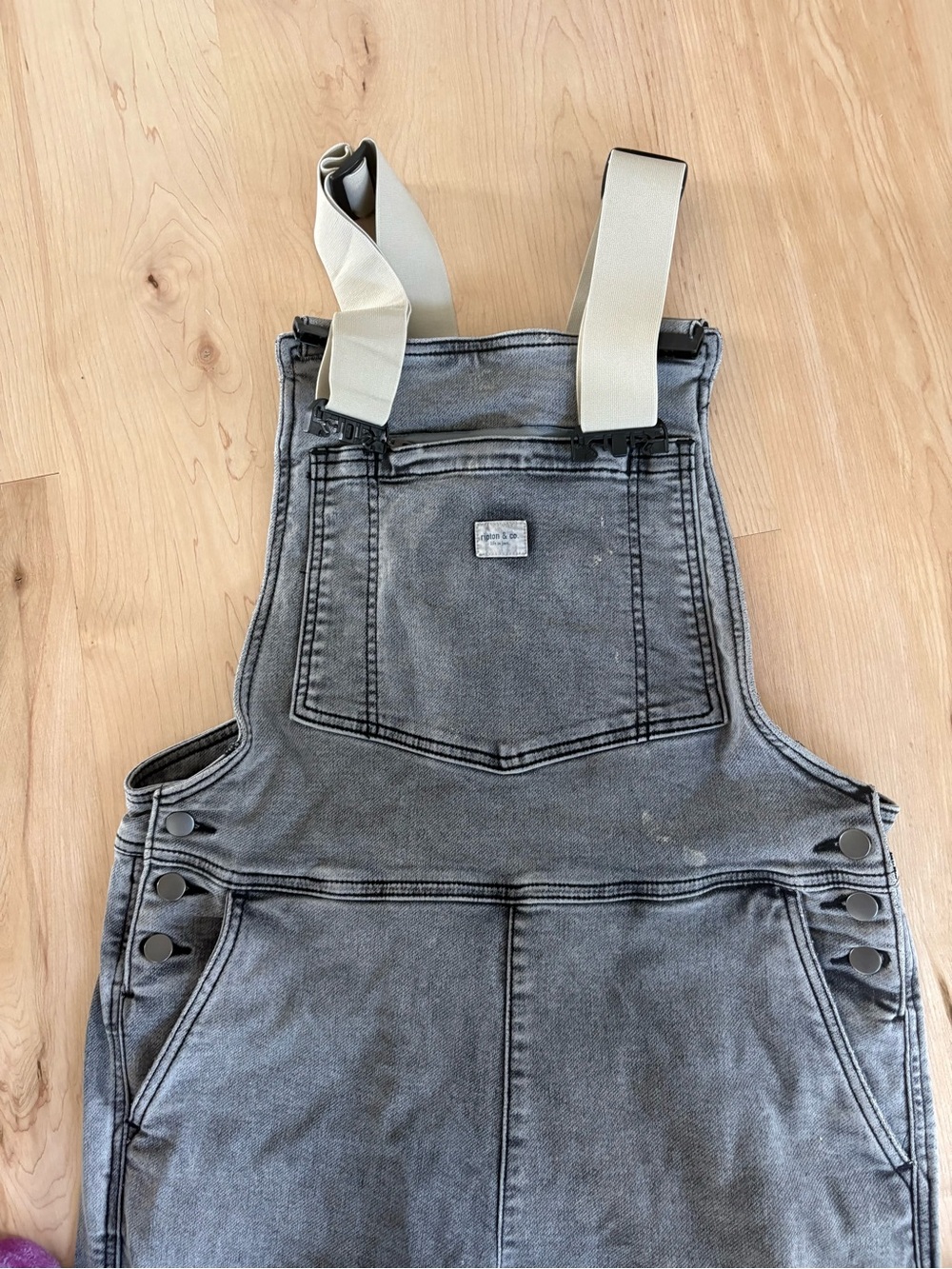 Ripton women’s Gray Denim Overall with Cream Adjustable Straps